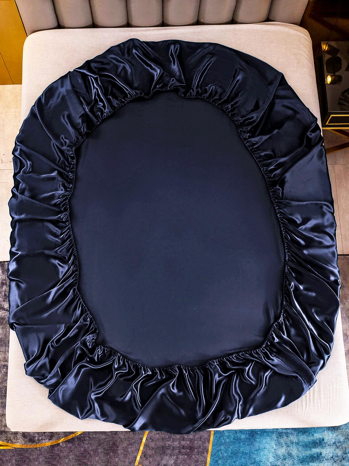 [أزرق غامق] SilkSilky-SA 25Momme الحرير الخالص Bedding Set 005