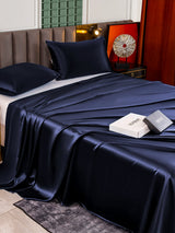 [أزرق غامق] SilkSilky-SA 25Momme الحرير الخالص Bedding Set 004