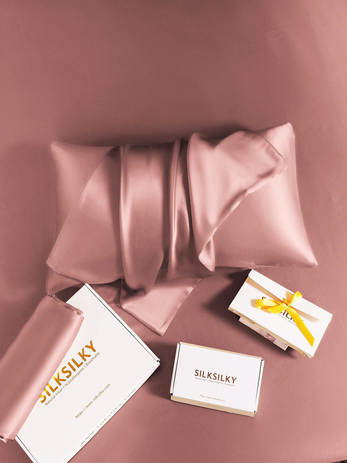 [الوردي الأرجواني] SilkSilky-SA 30Momme الحرير الخالص Pillowcase 003