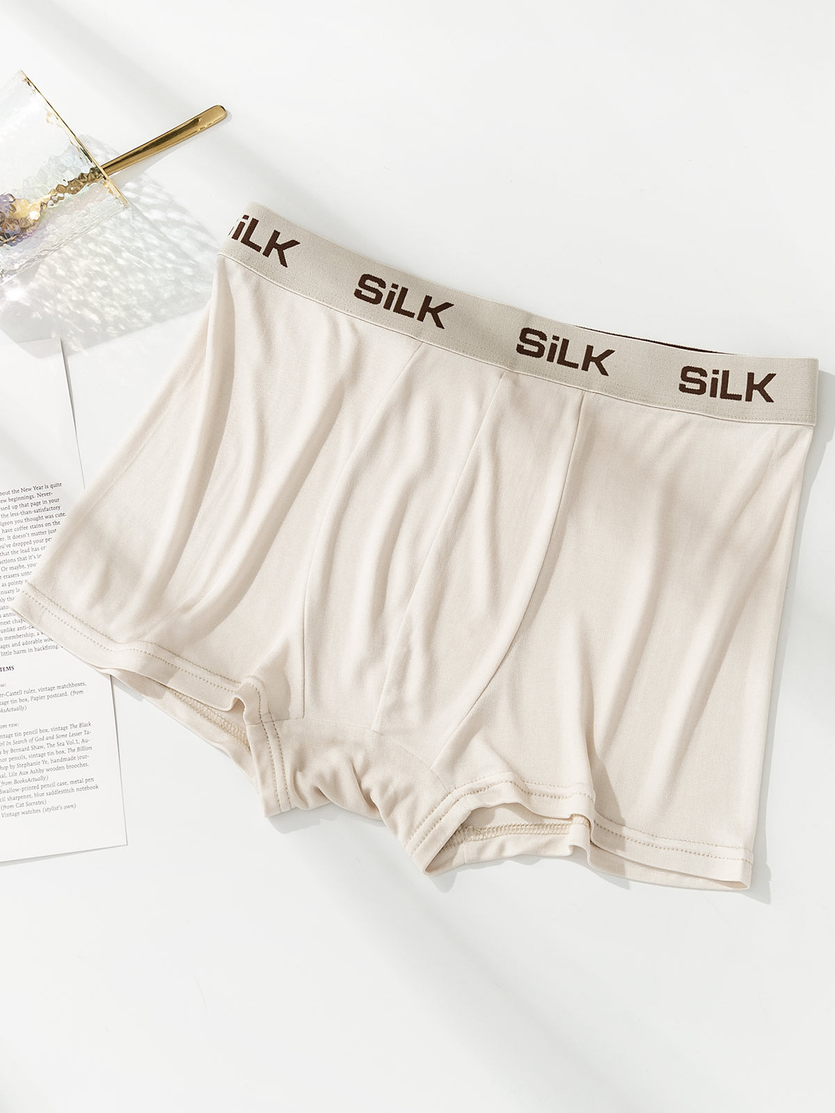 [اللون البيج] SilkSilky-SA محبوك الحرير Mens Underwear 004