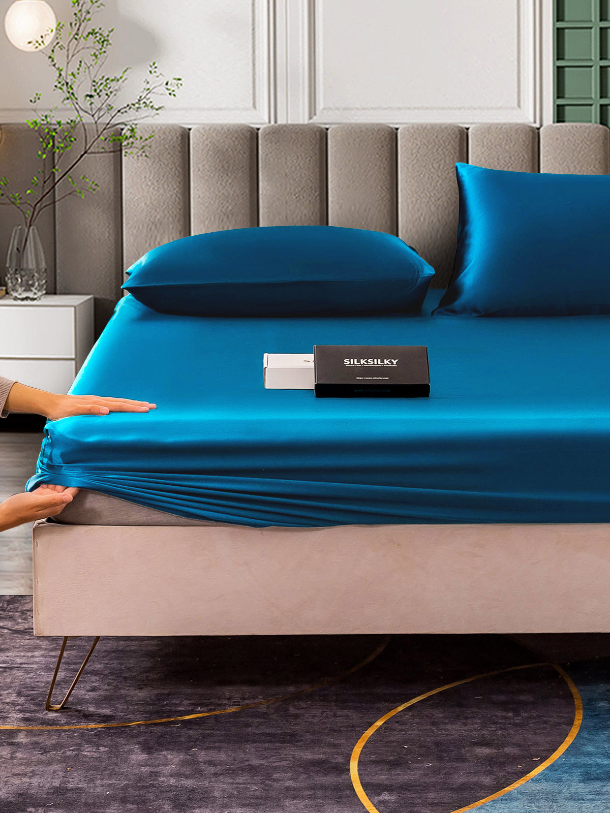 [المياه الخضراء] SilkSilky-SA 25Momme الحرير الخالص Bedding Set 004