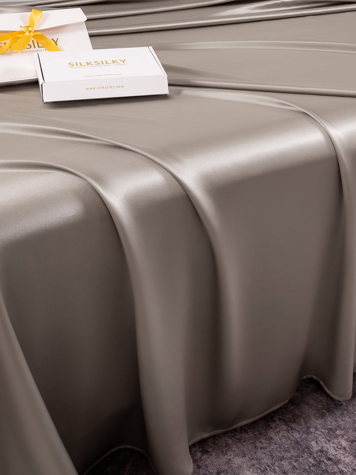[رمادي] SilkSilky-SA 25Momme الحرير الخالص Bedding Set 004