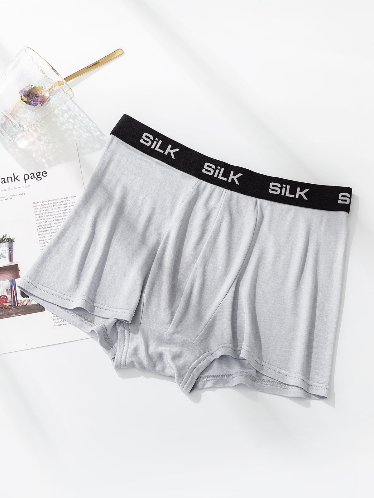 [رمادي] SilkSilky-SA محبوك الحرير Mens Underwear 003