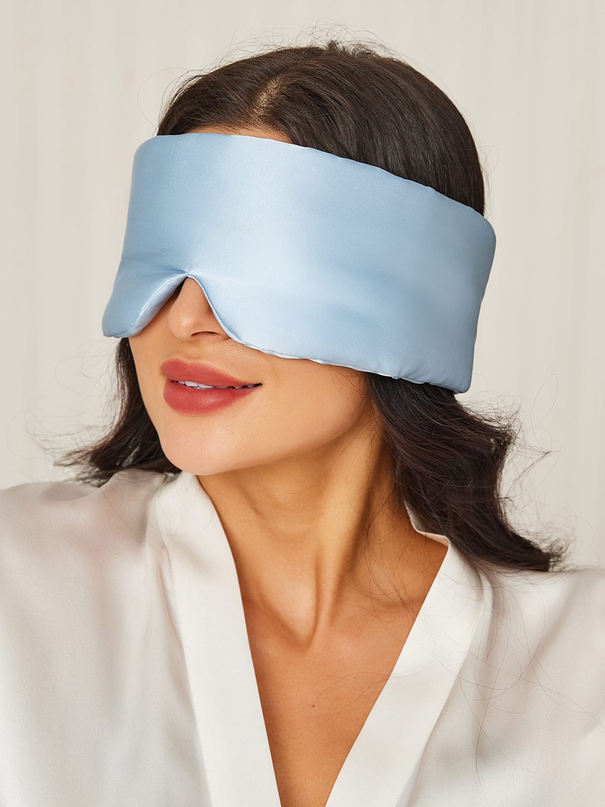 SilkSilky SA 19Momme الحرير الخالص Eye Mask أزرقفاتح 001