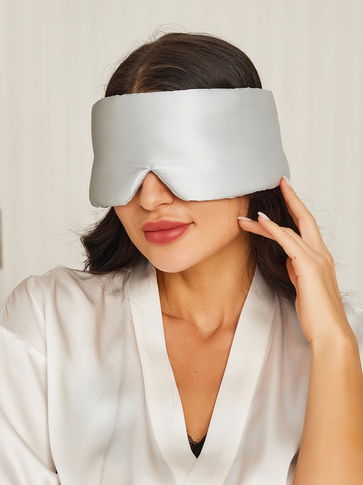 SilkSilky SA 19Momme الحرير الخالص Eye Mask فضة 001