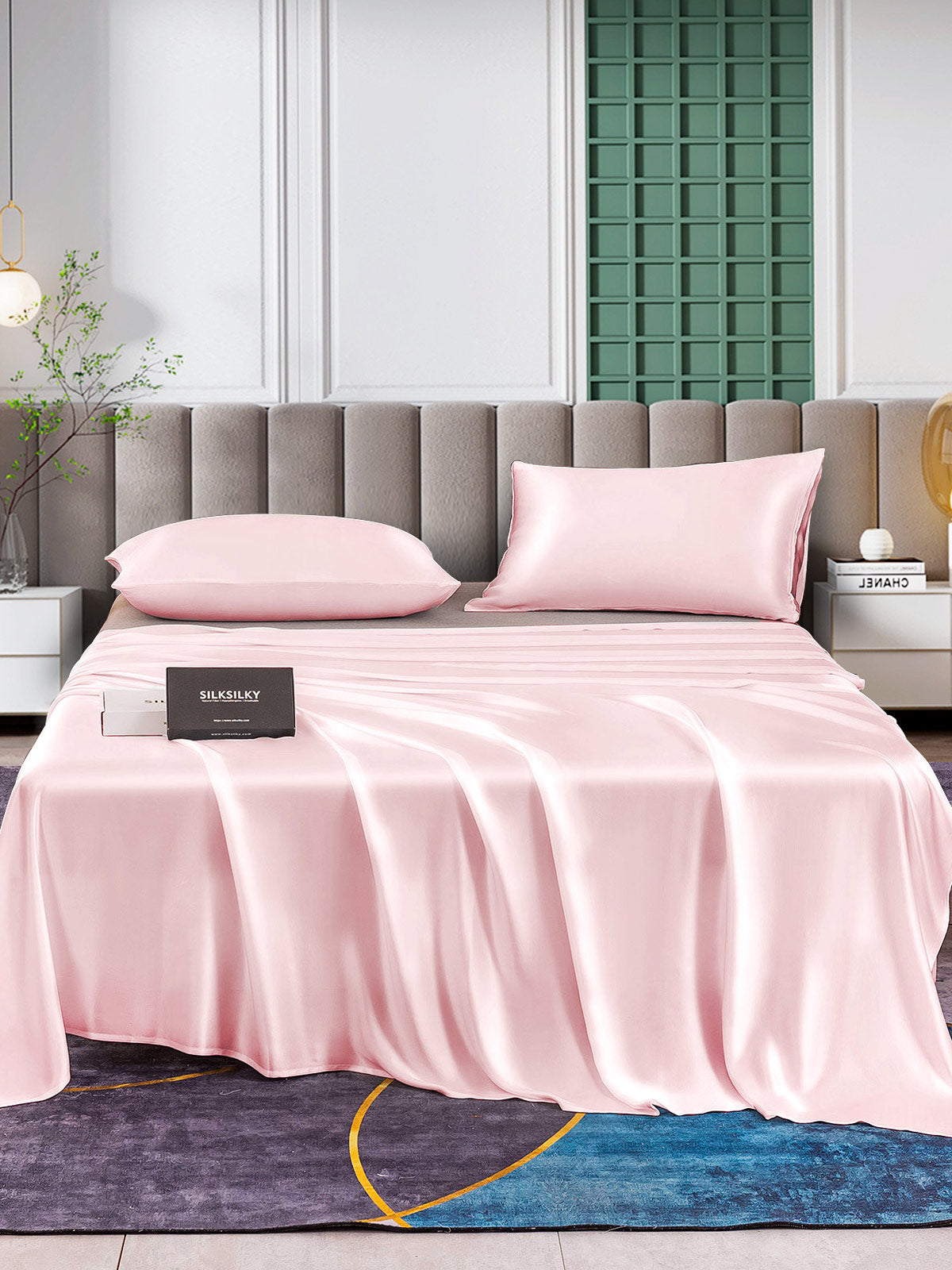 [لون القرنفل] SilkSilky-SA 25Momme الحرير الخالص Bedding Set 001