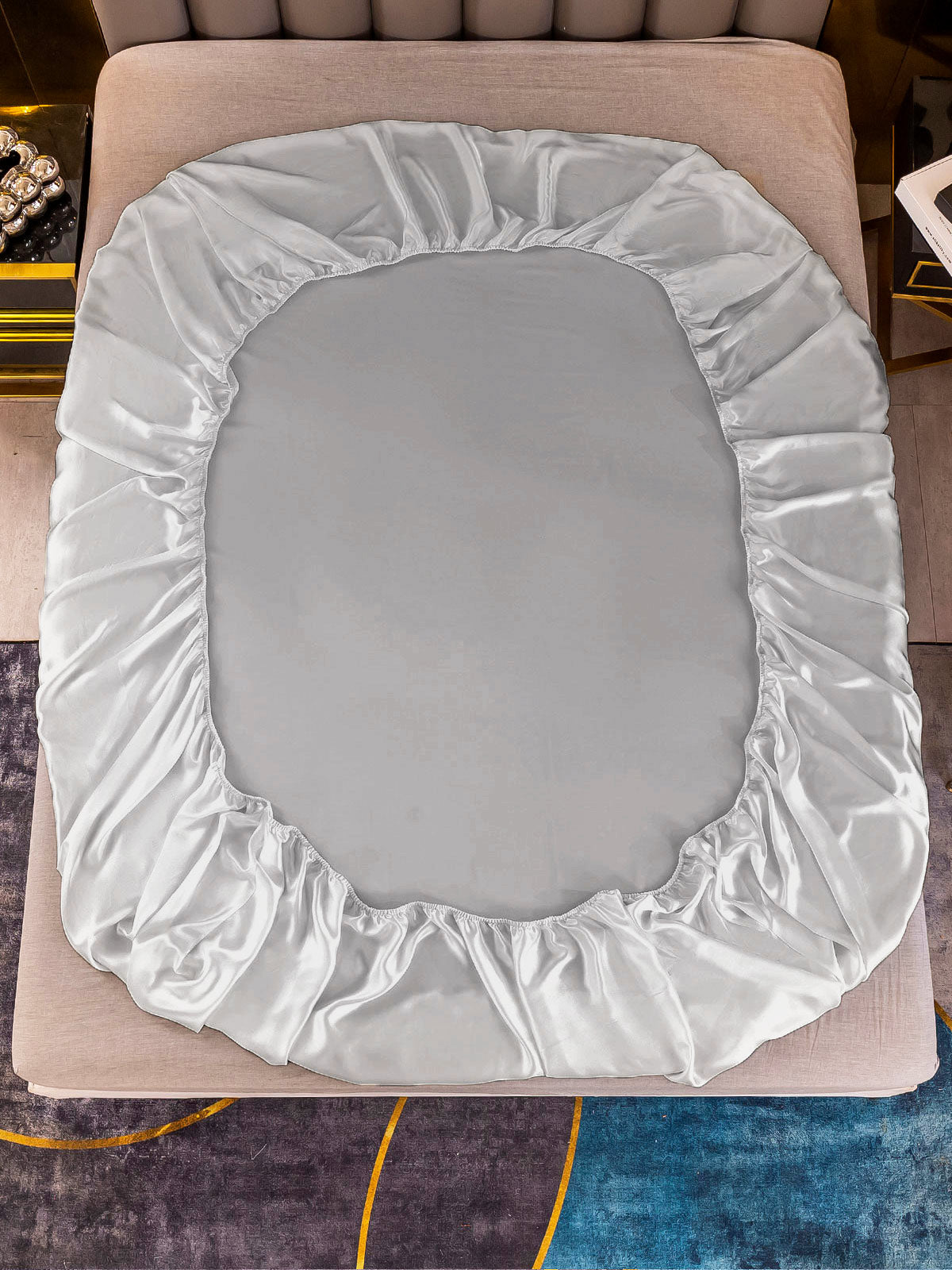 [فضة] SilkSilky-SA 25Momme الحرير الخالص Bedding Set 005