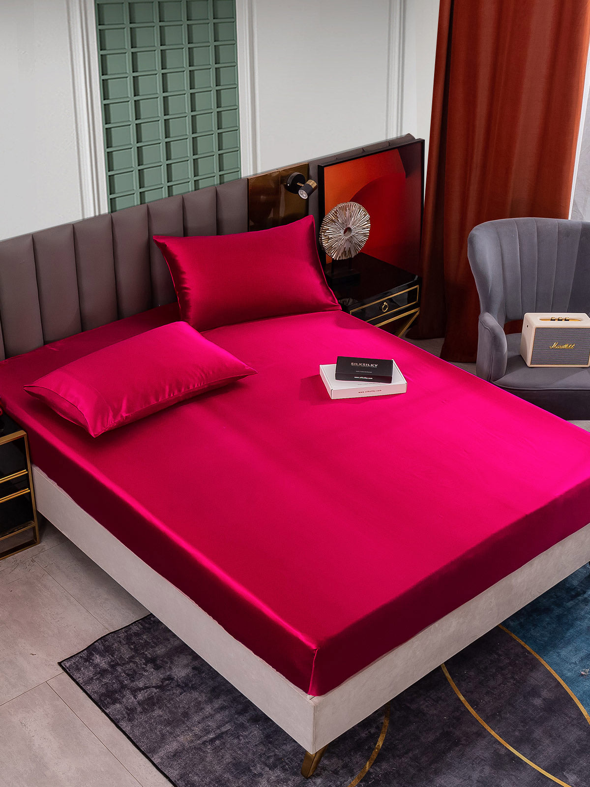 [خمر] SilkSilky-SA 25Momme الحرير الخالص Bedding Set 001