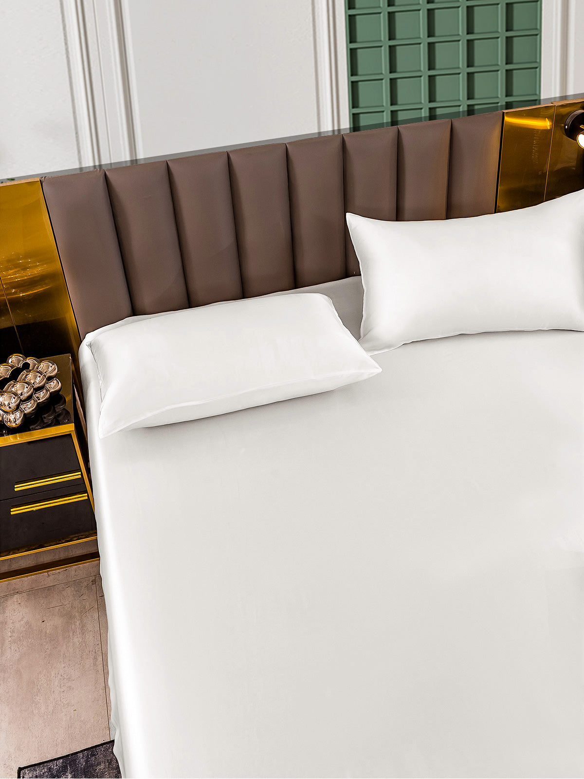 [أبيض] SilkSilky-SA 25Momme الحرير الخالص Bedding Set 003