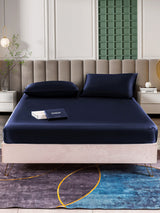 [أزرق غامق] SilkSilky-SA 25Momme الحرير الخالص Bedding Set 002