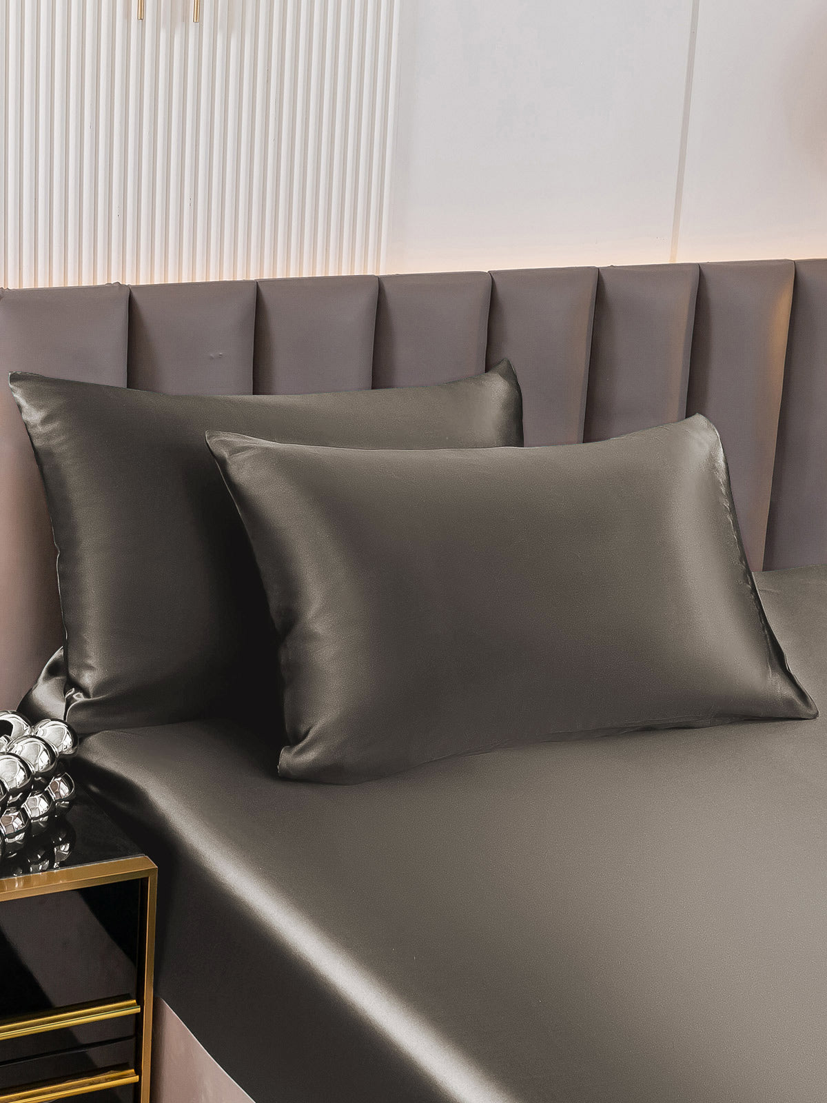 [الرماديالداكن] SilkSilky-SA 30Momme الحرير الخالص Pillowcase 002