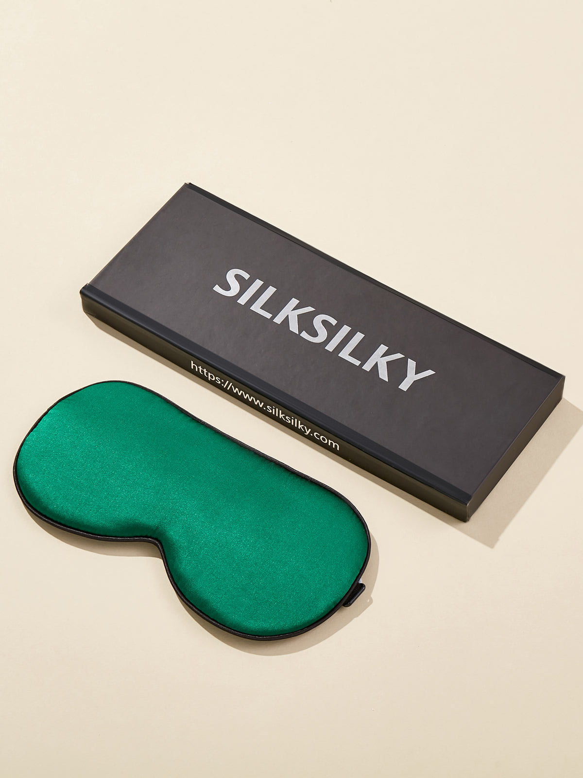 SilkSilky SA 19Momme الحرير الخالص Eye Mask أخضرغامق 001