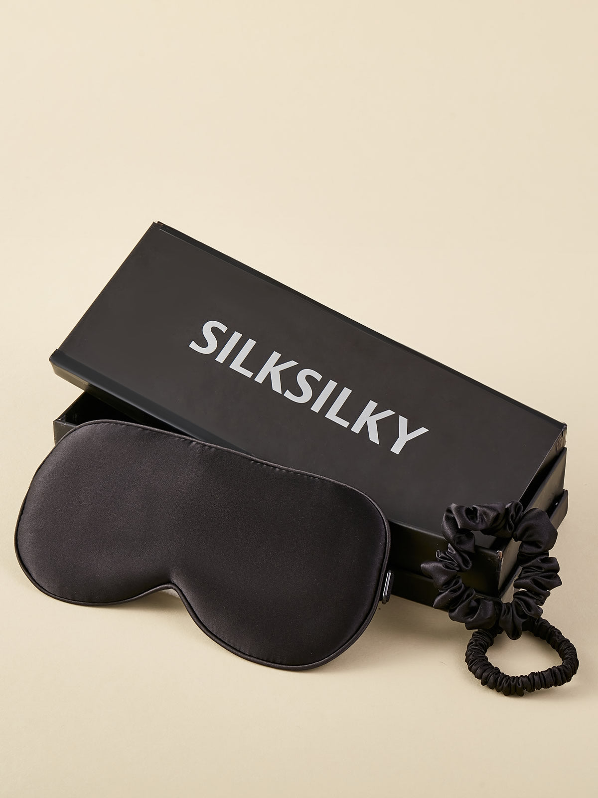 SilkSilky SA 19Momme الحرير الخالص Eye Mask أسود 001