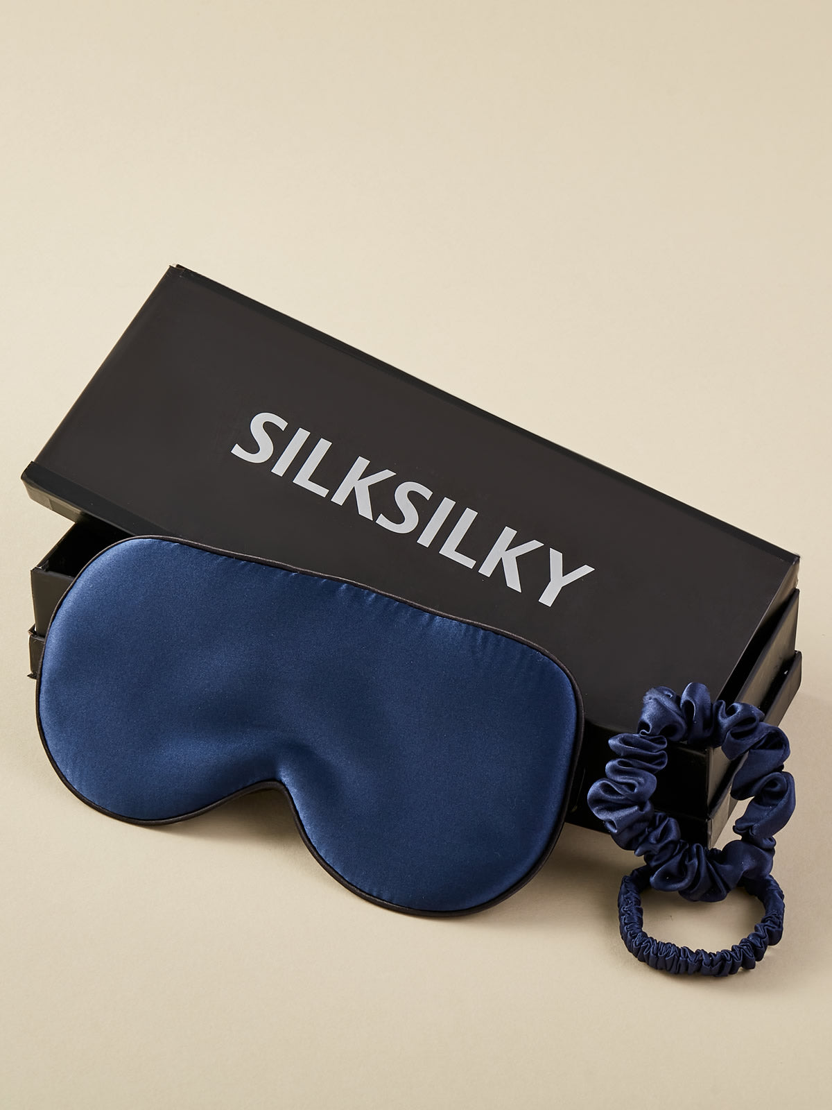 SilkSilky SA 19Momme الحرير الخالص Eye Mask أزرقغامق 001