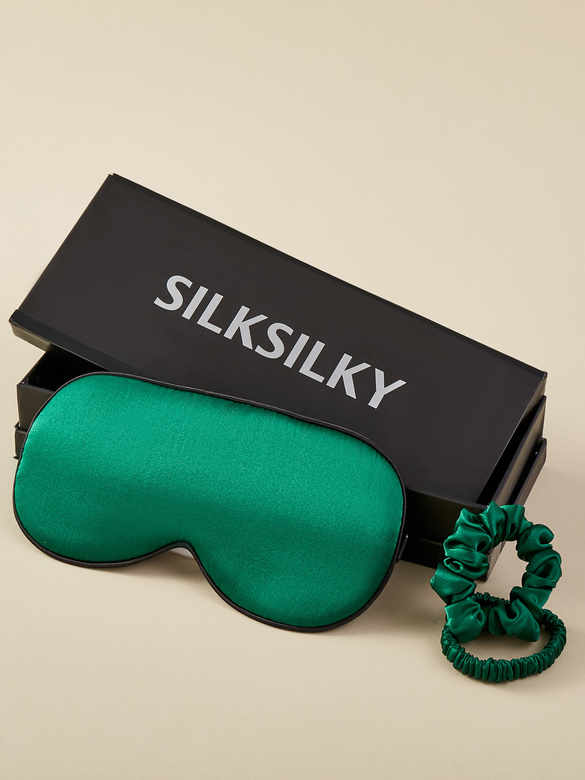 SilkSilky SA 19Momme الحرير الخالص Eye Mask أخضرغامق 001