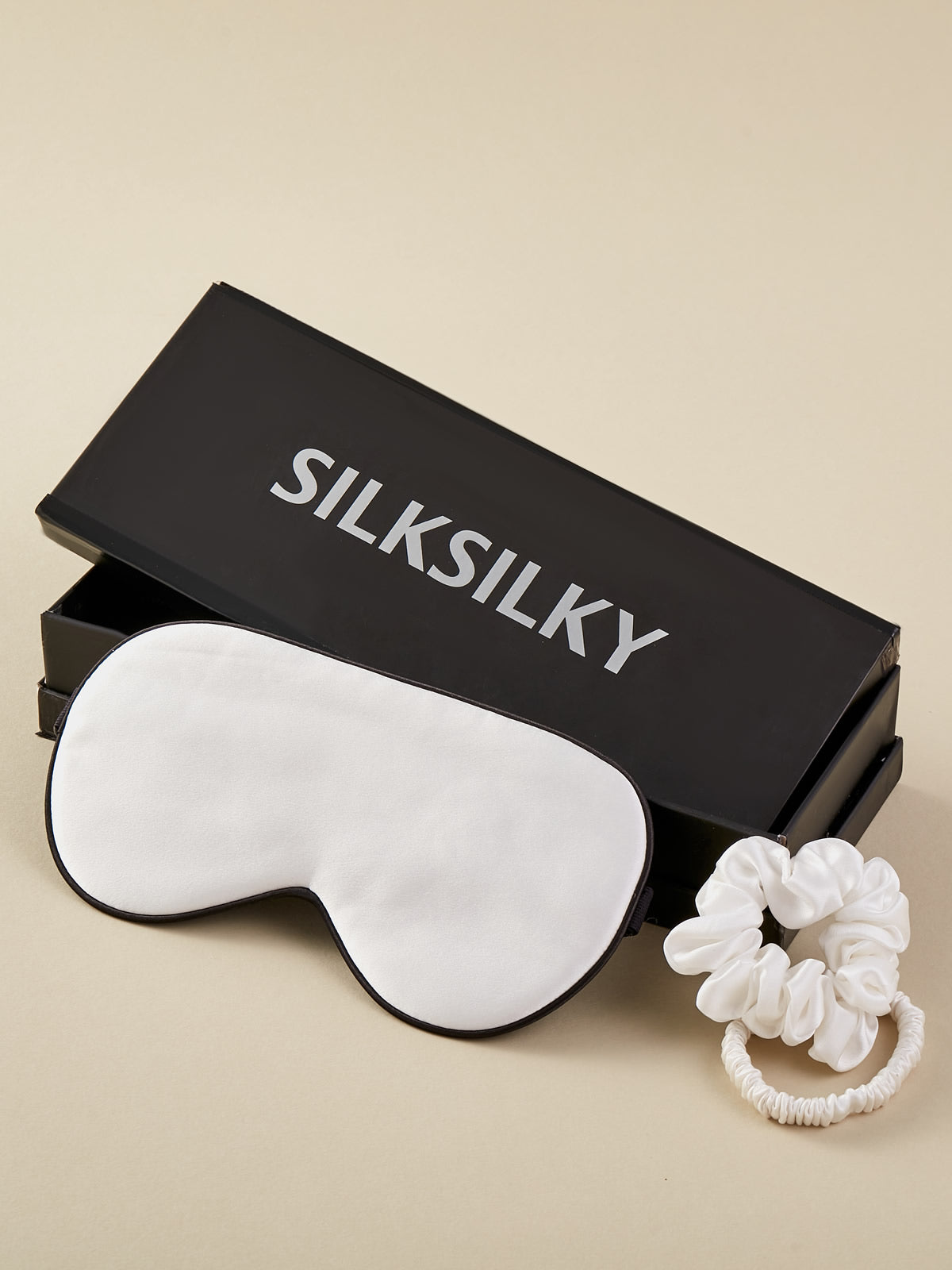 SilkSilky SA 19Momme الحرير الخالص Eye Mask أبيض 001